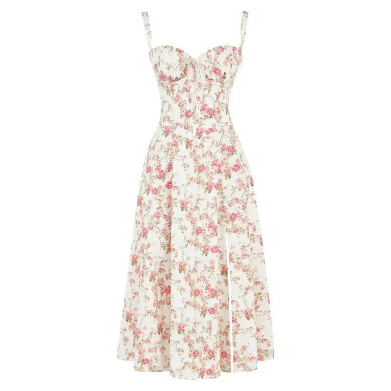 Women's Corset Bodice Midi Dress