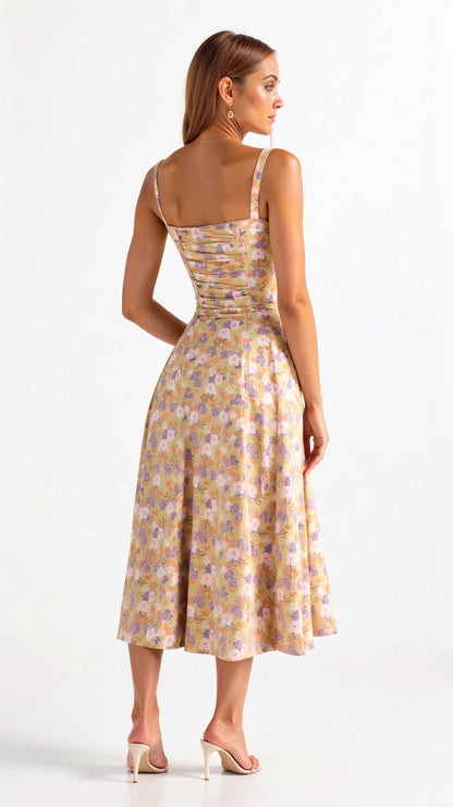 Women's Corset Bodice Midi Dress