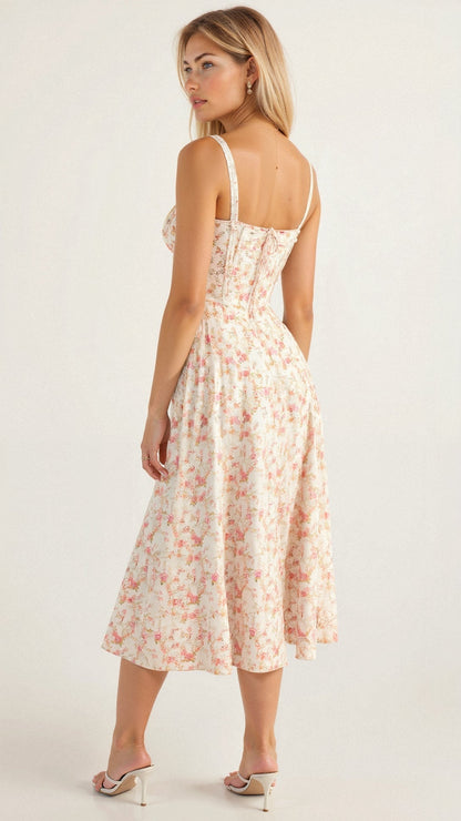 Women's Corset Bodice Midi Dress