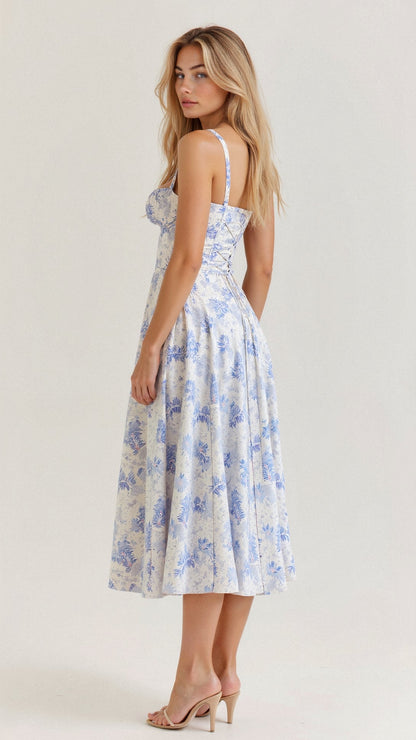Women's Corset Bodice Midi Dress