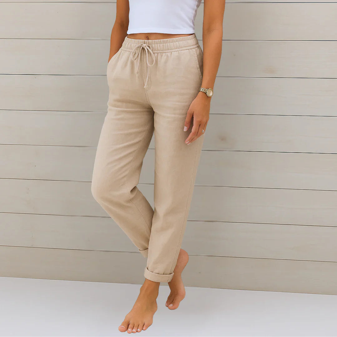 Women's Breathable Stretch Linen Trousers