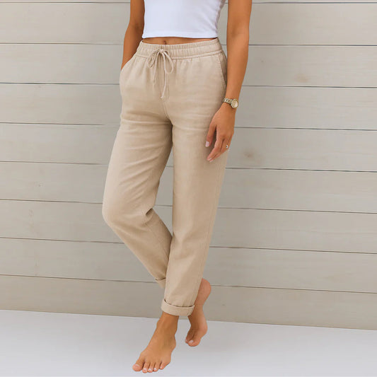 Women's Breathable Stretch Linen Trousers