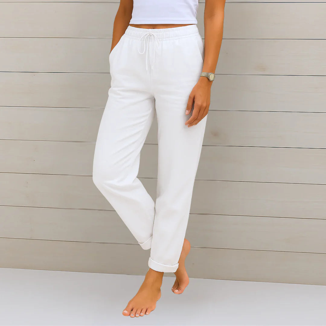 Women's Breathable Stretch Linen Trousers