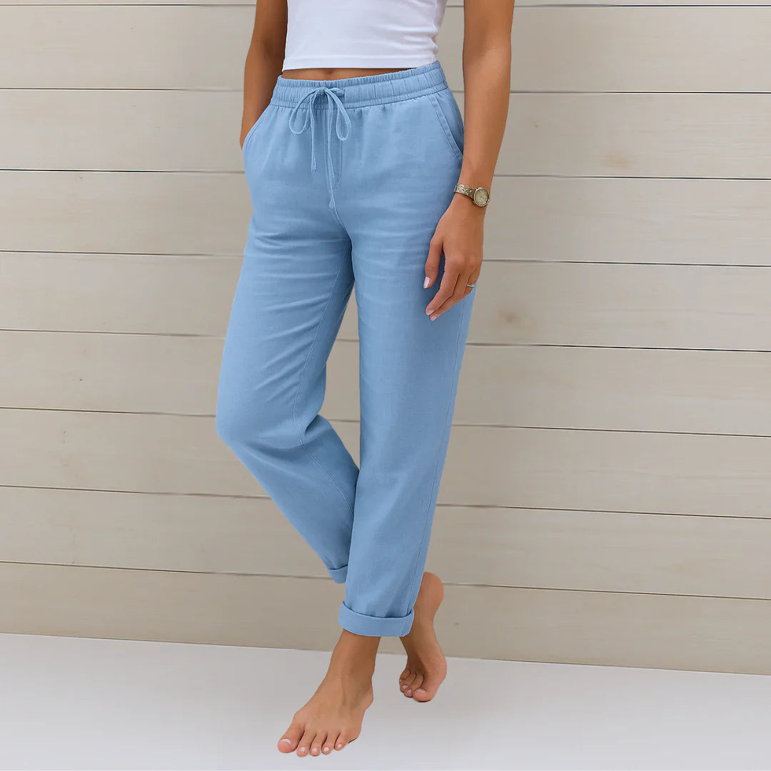 Women's Breathable Stretch Linen Trousers