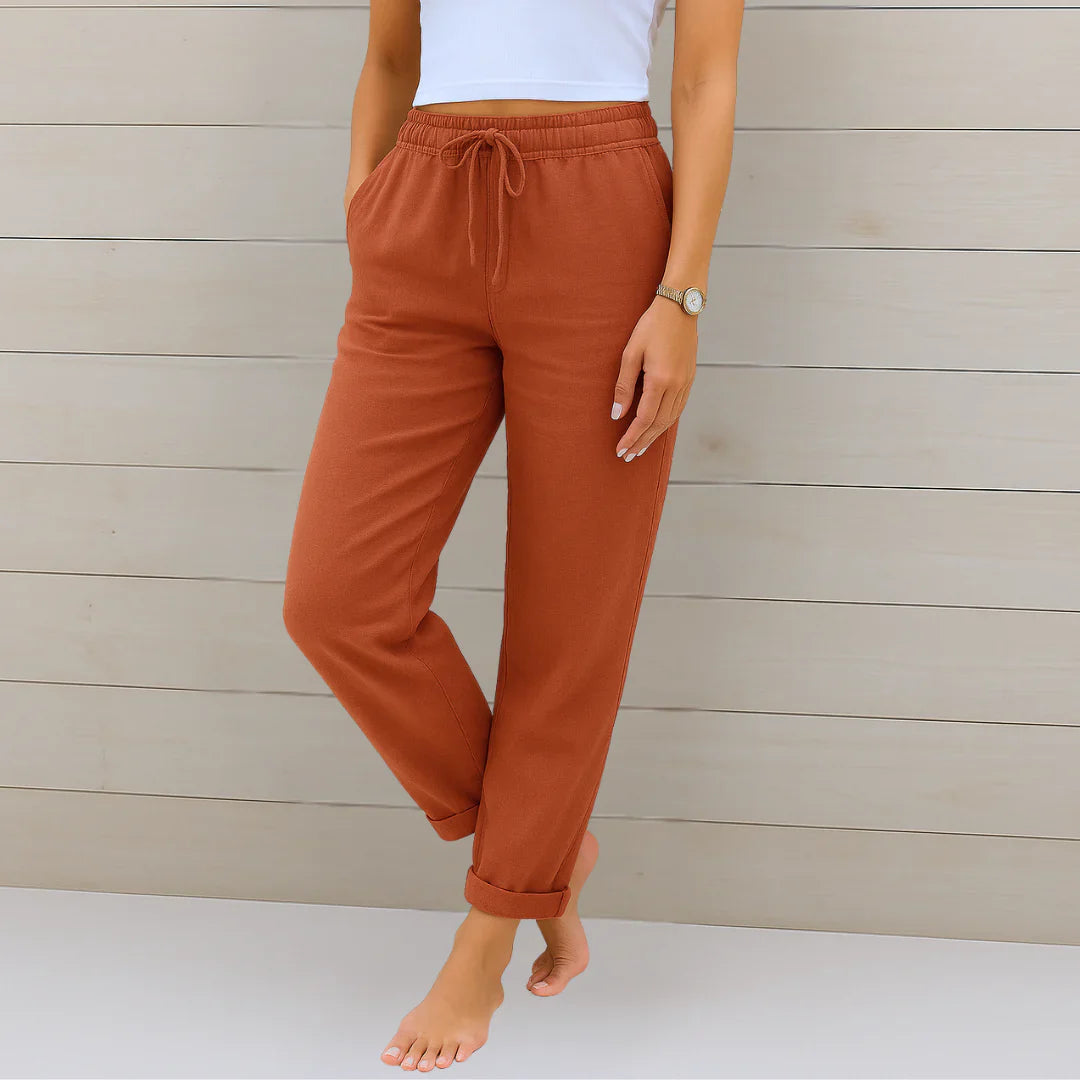 Women's Breathable Stretch Linen Trousers