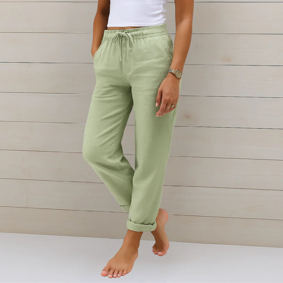 Women's Breathable Stretch Linen Trousers