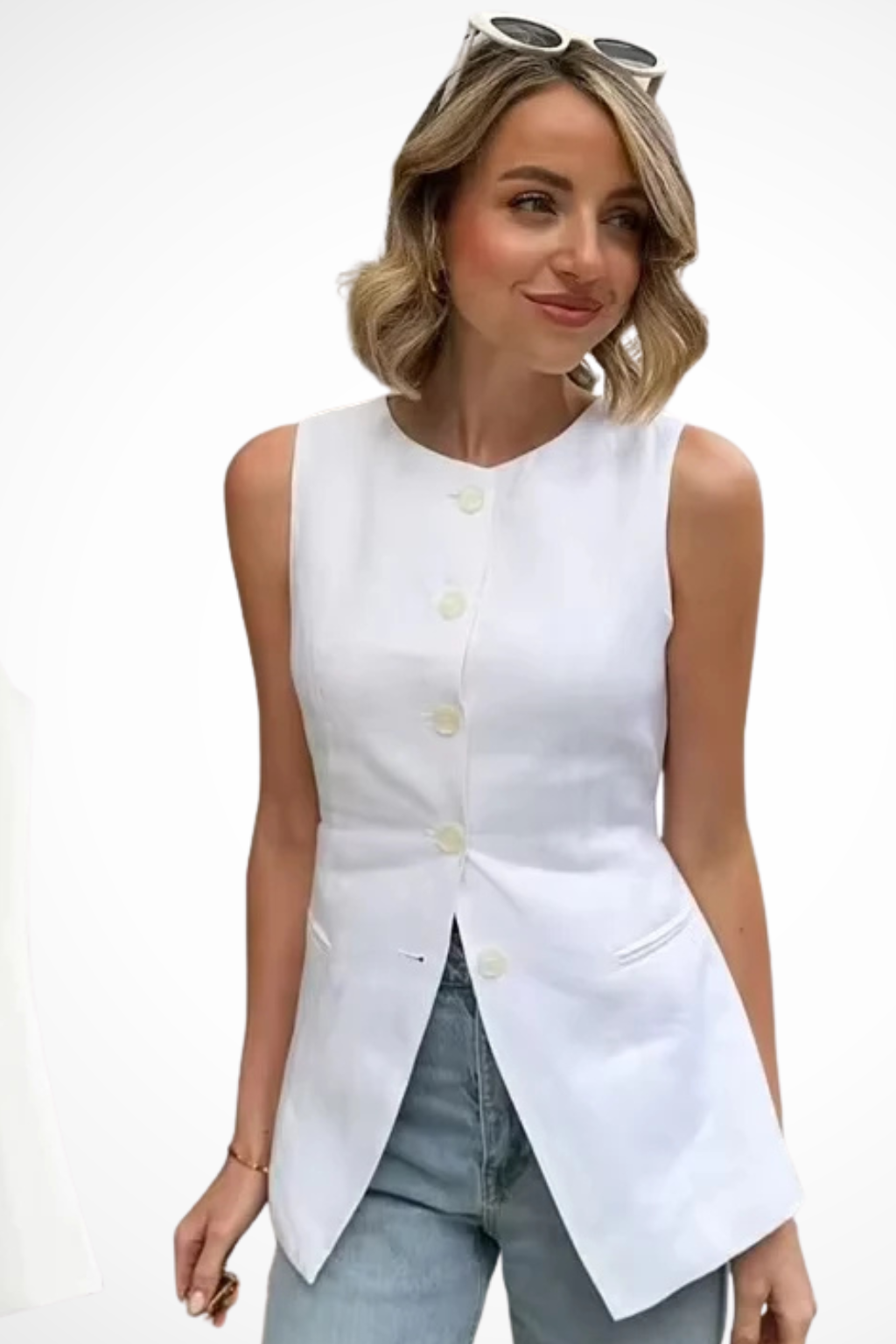 Women's Asymmetric Button Front Top