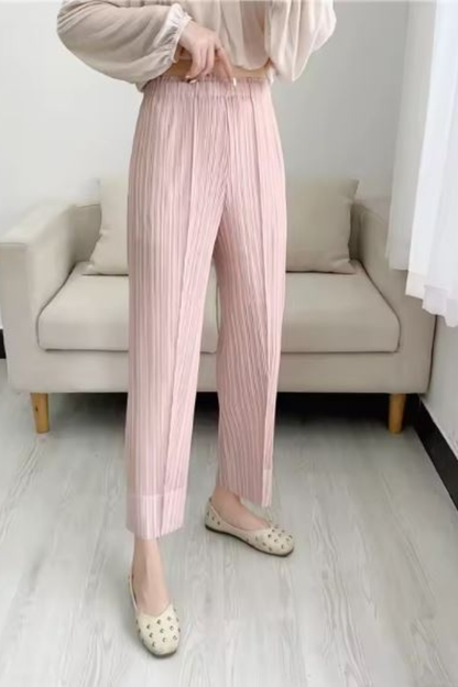 Women's Pleated Cropped Wide-Leg Trousers
