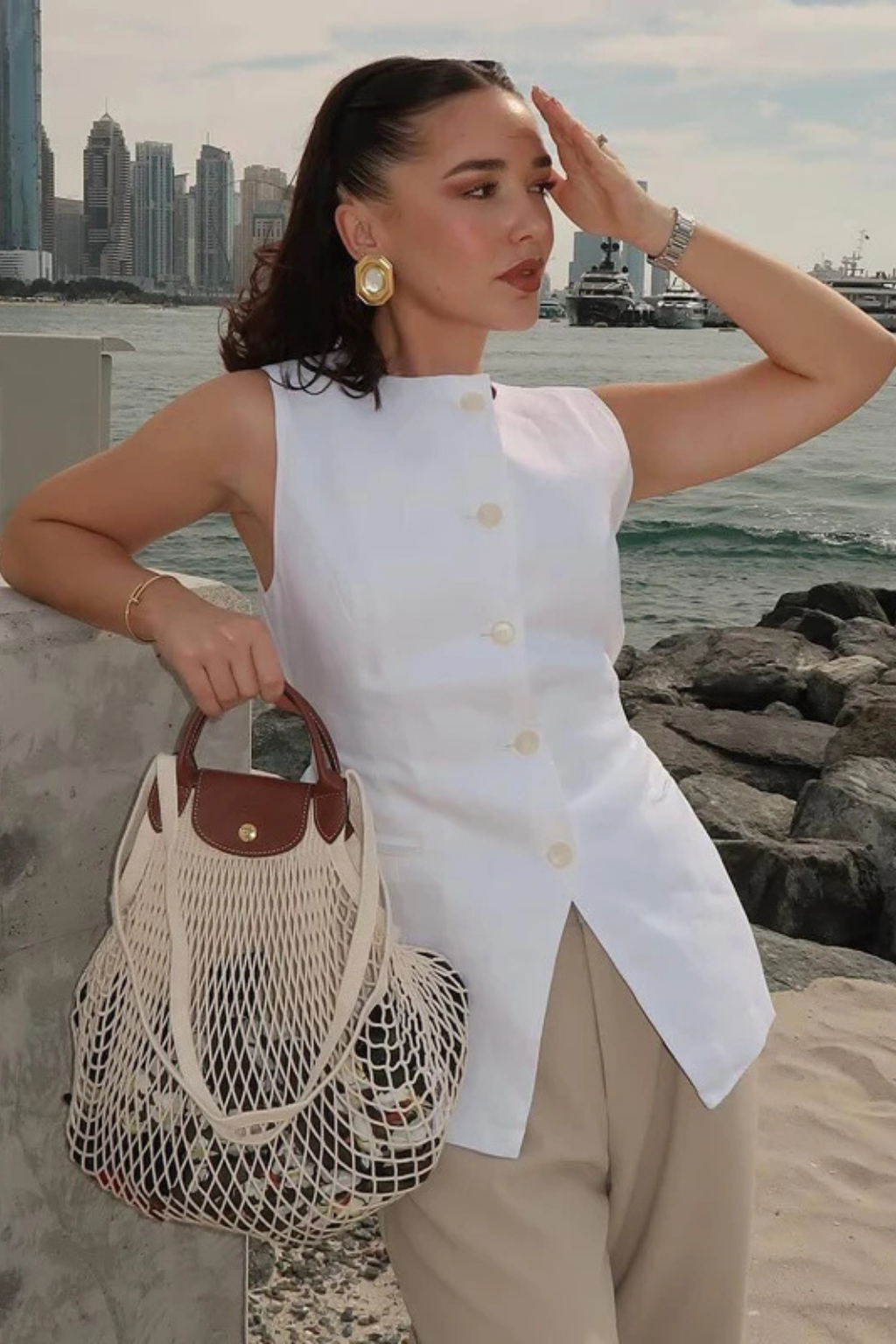 Women's Asymmetric Button Front Top