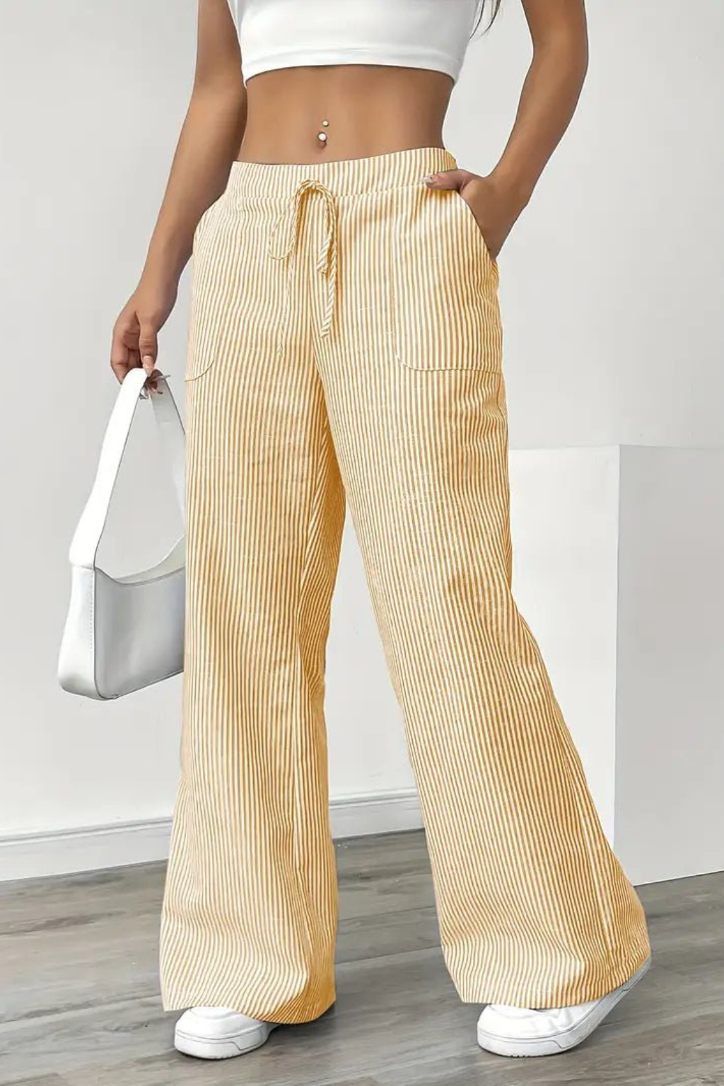 Women's Striped Drawstring Trousers