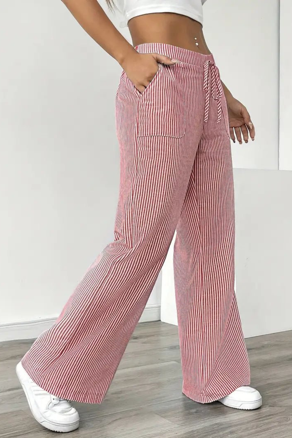 Women's Striped Drawstring Trousers
