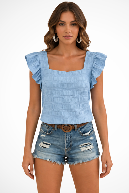Women's Smocked Square Neck Top