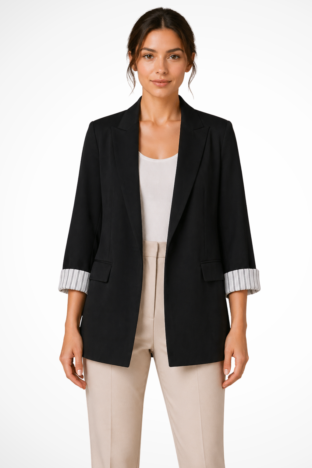 Women's Lapel Striped Cuff Blazer