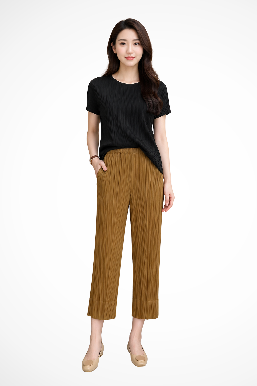 Women's Pleated Elasticated Waist Trousers