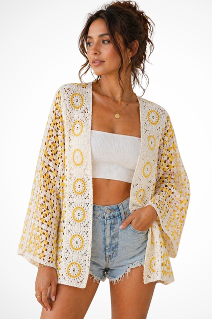 Women's Plaid Crochet Summer Cardigan