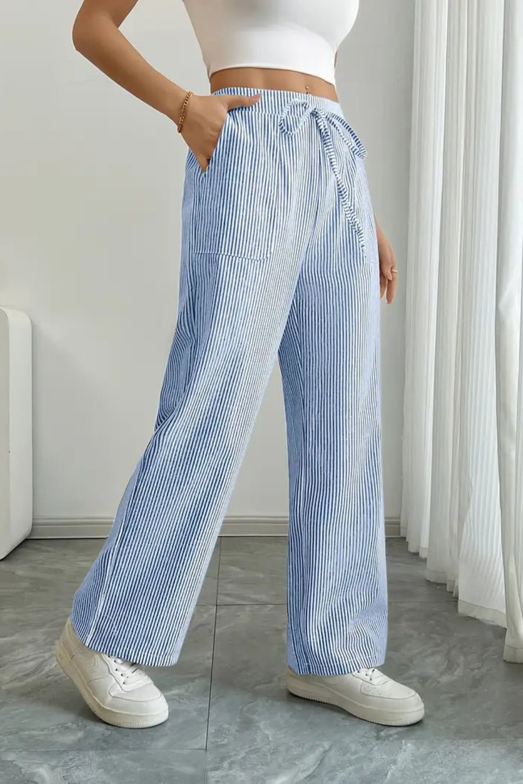 Women's Striped Drawstring Trousers
