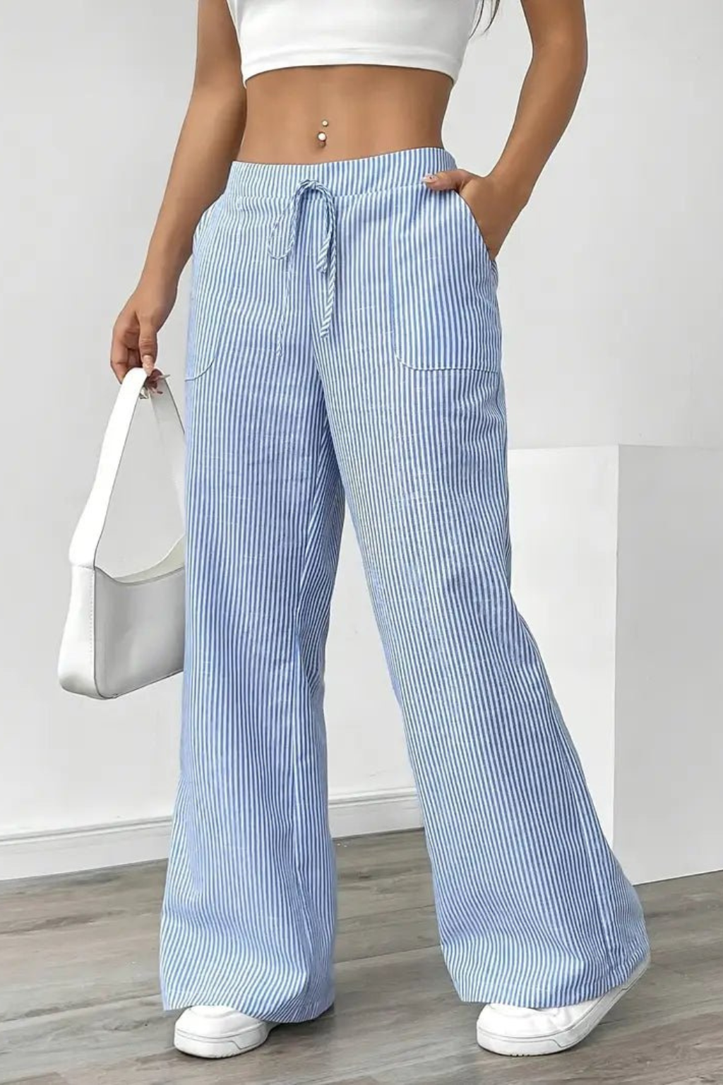 Women's Striped Drawstring Trousers