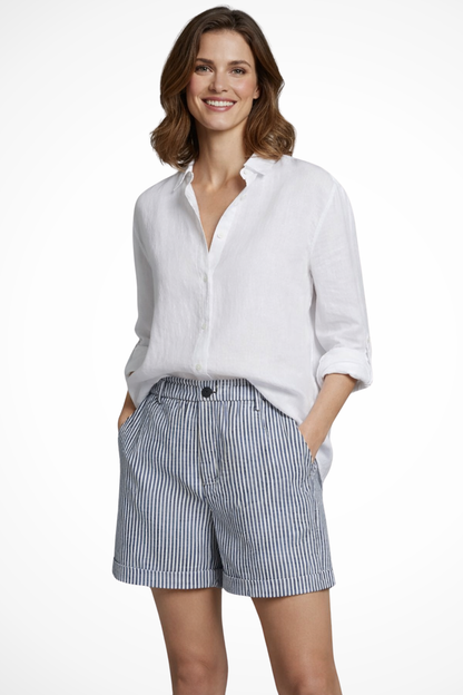 Women's Striped High-Waist Tailored Shorts