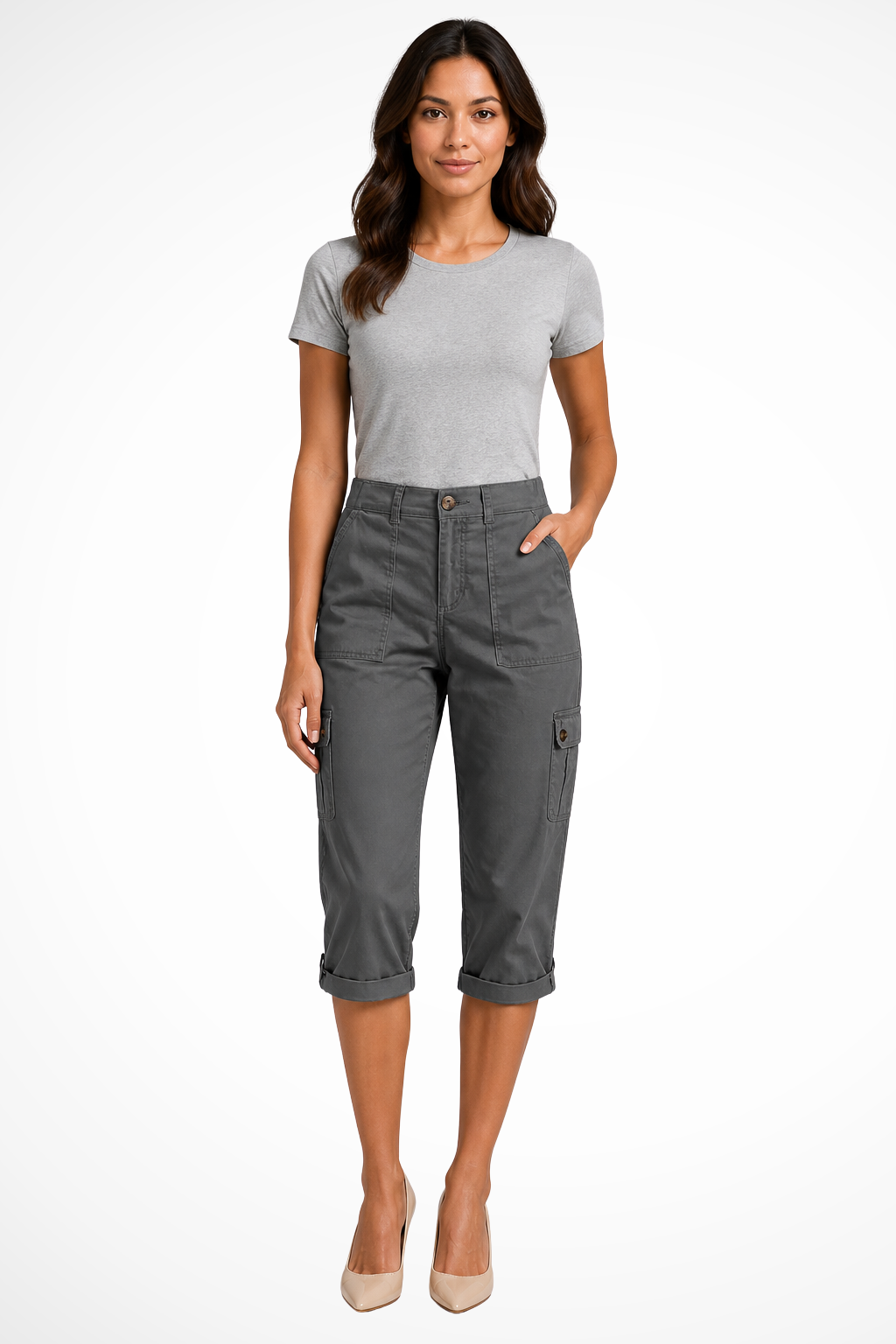 Women's Cargo Roll-Up Hem Trousers