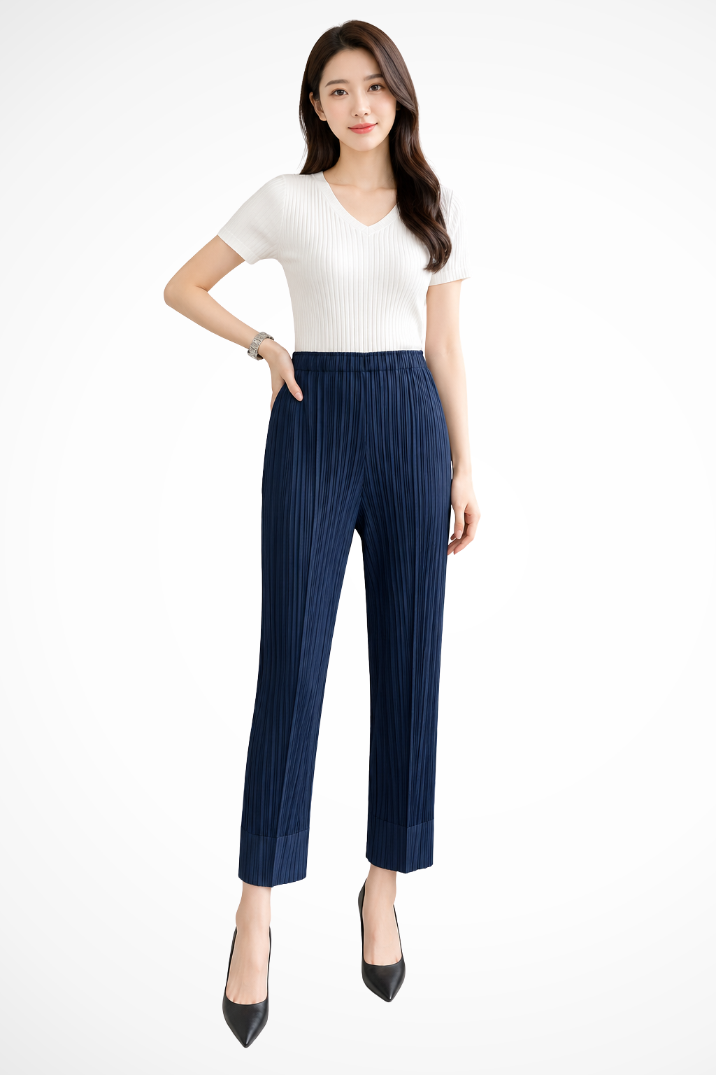 Women's Pleated Elasticated Waist Trousers