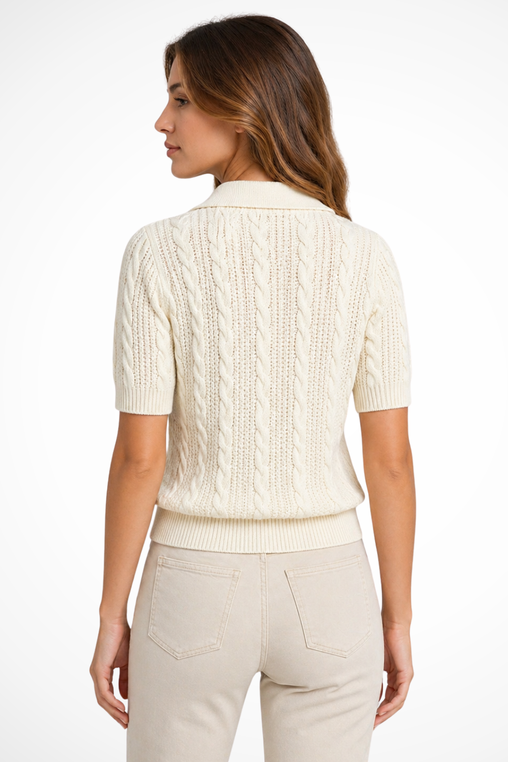 Women's Collared Cable Knit Top