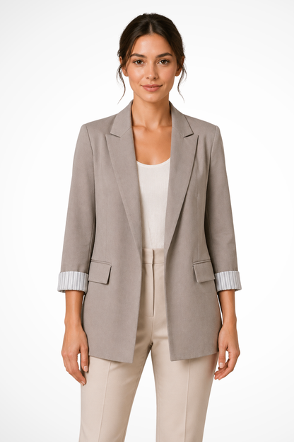Women's Lapel Striped Cuff Blazer