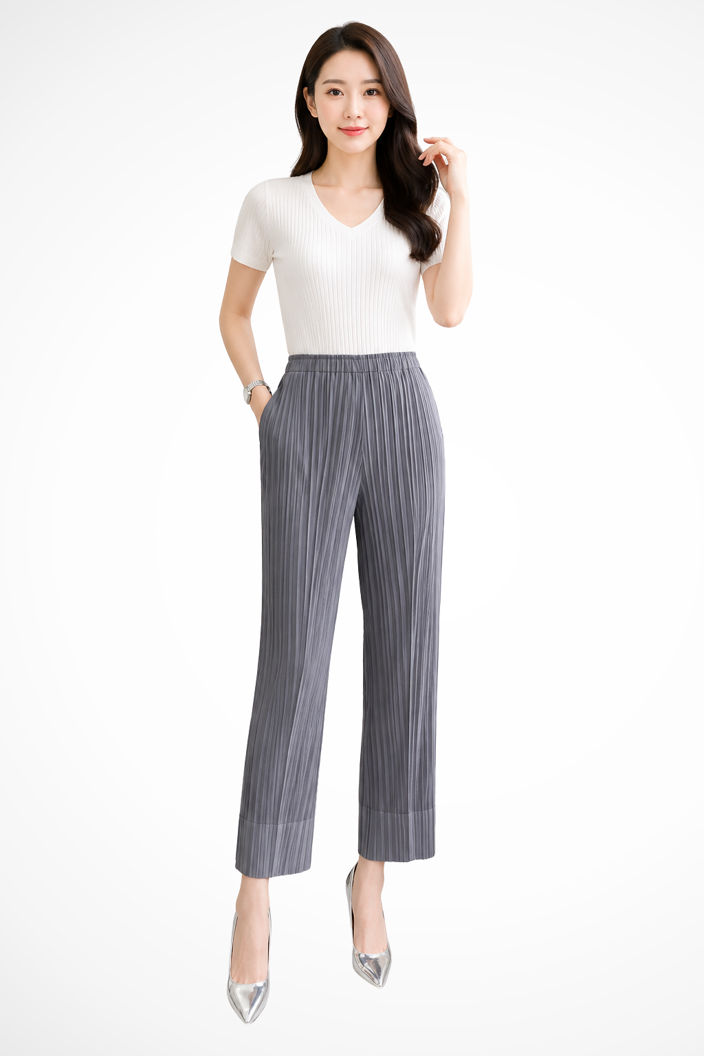 Women's Pleated Elasticated Waist Trousers