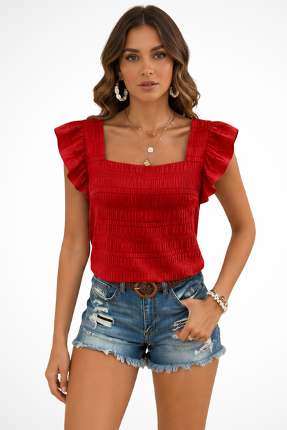 Women's Smocked Square Neck Top
