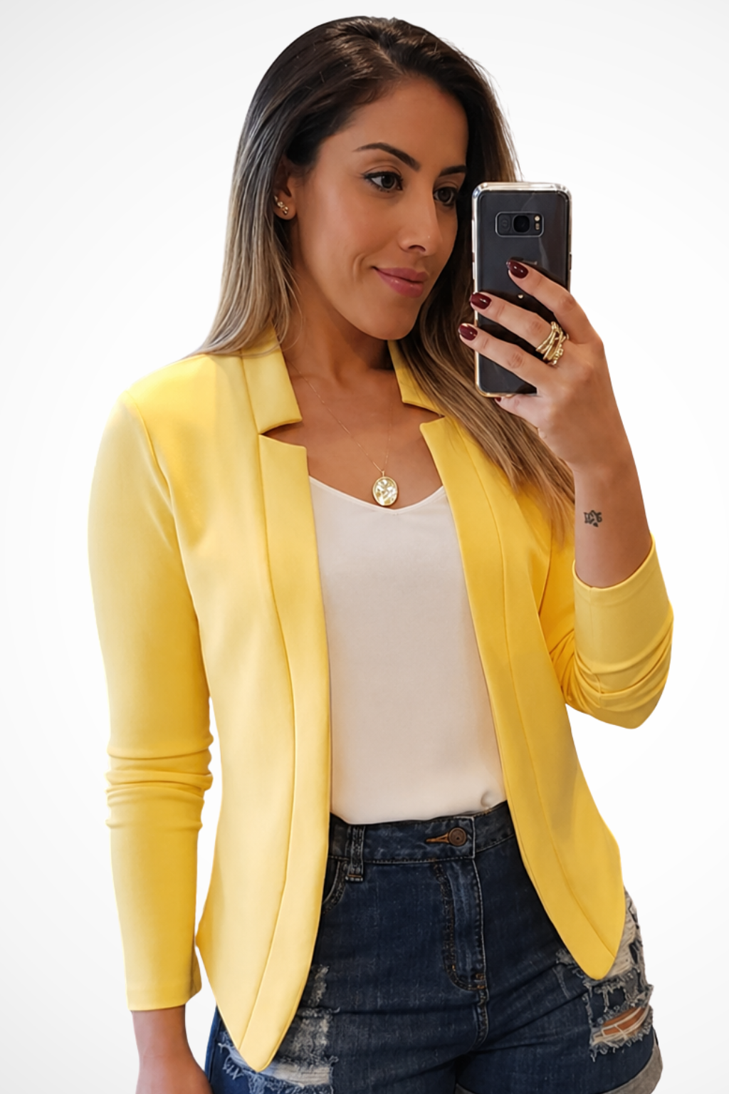 Women's Collarless Open-Front Blazer