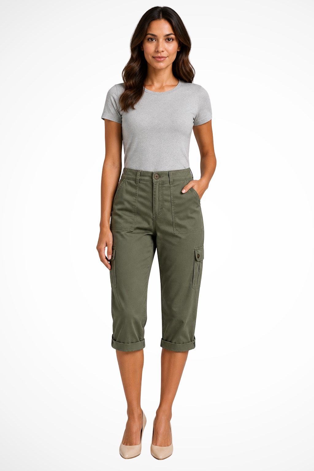 Women's Cargo Roll-Up Hem Trousers