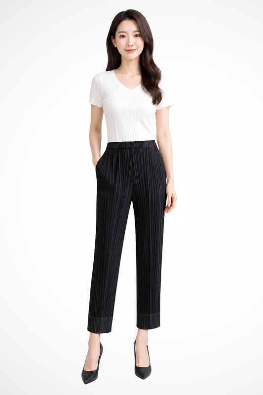 Women's Pleated Elasticated Waist Trousers
