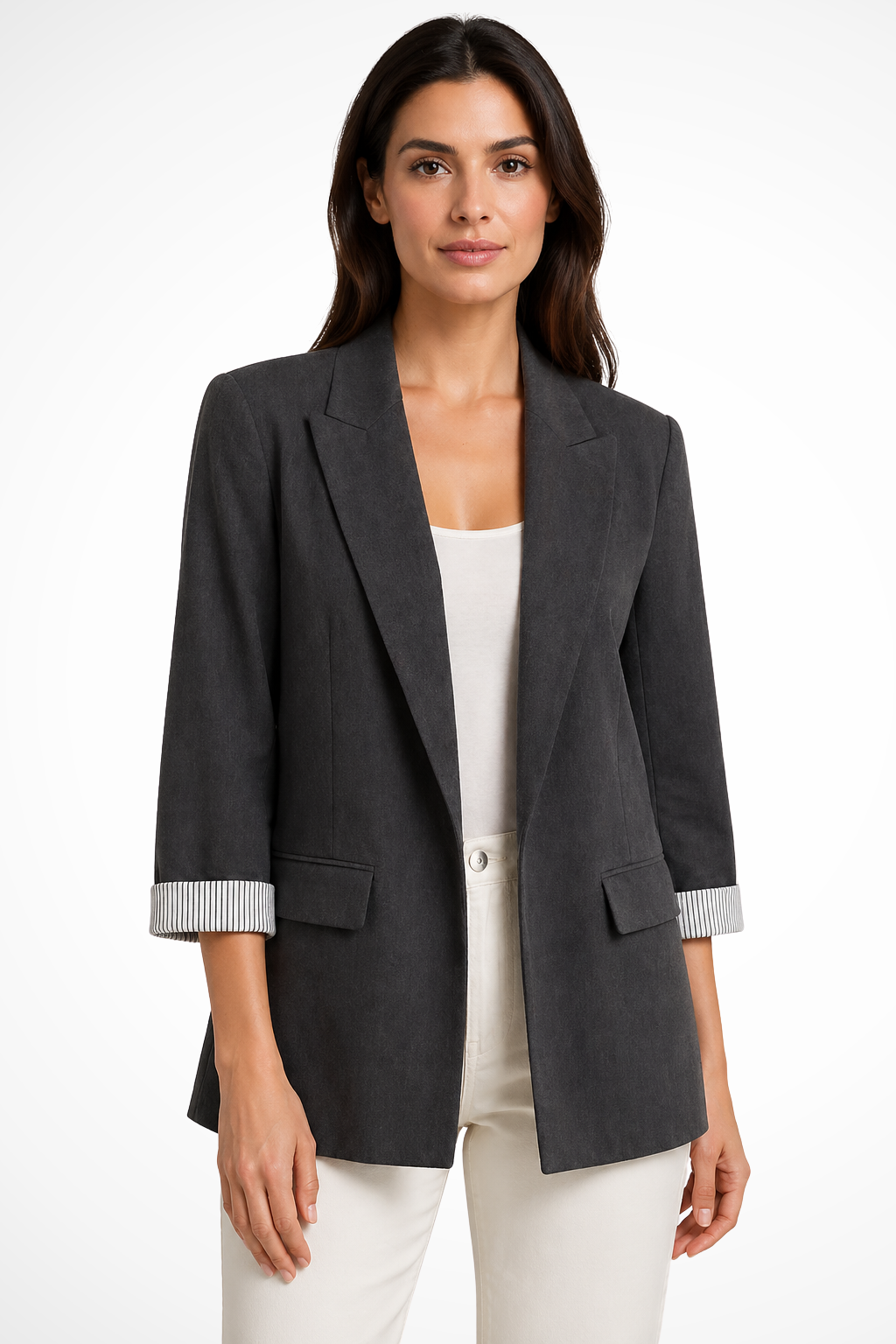 Women's Lapel Striped Cuff Blazer