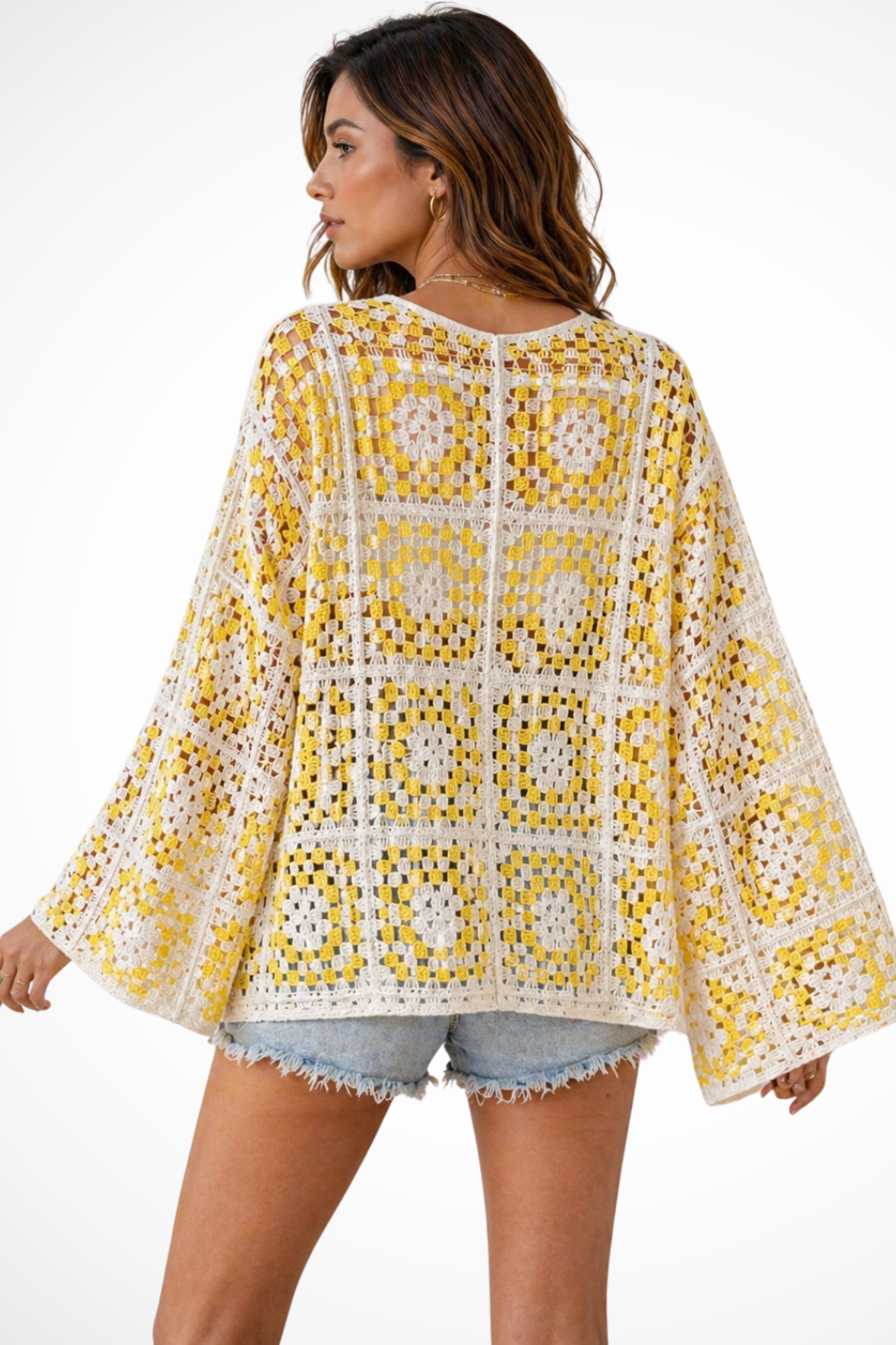 Women's Plaid Crochet Summer Cardigan