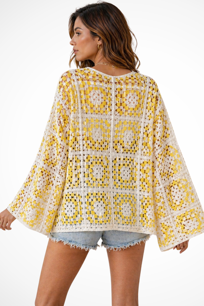 Women's Plaid Crochet Summer Cardigan