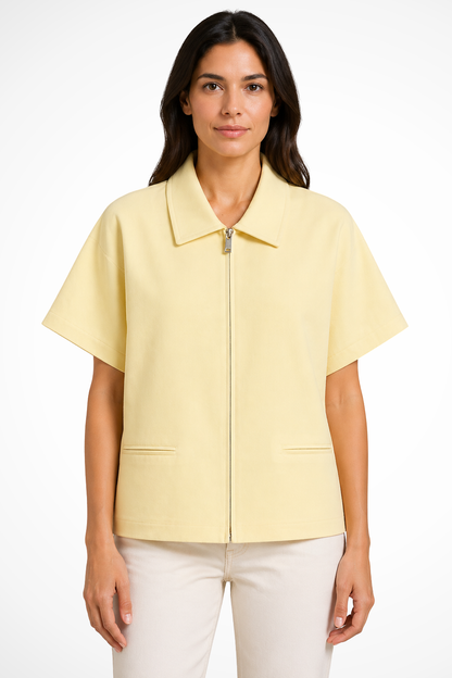 Women's Zip Front Cropped Blouse
