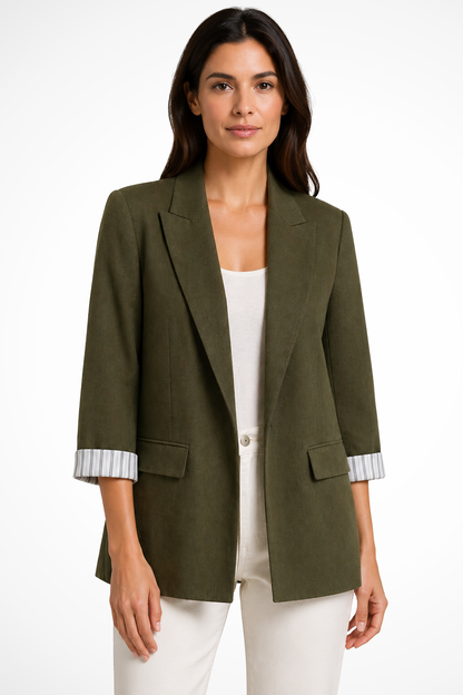 Women's Lapel Striped Cuff Blazer