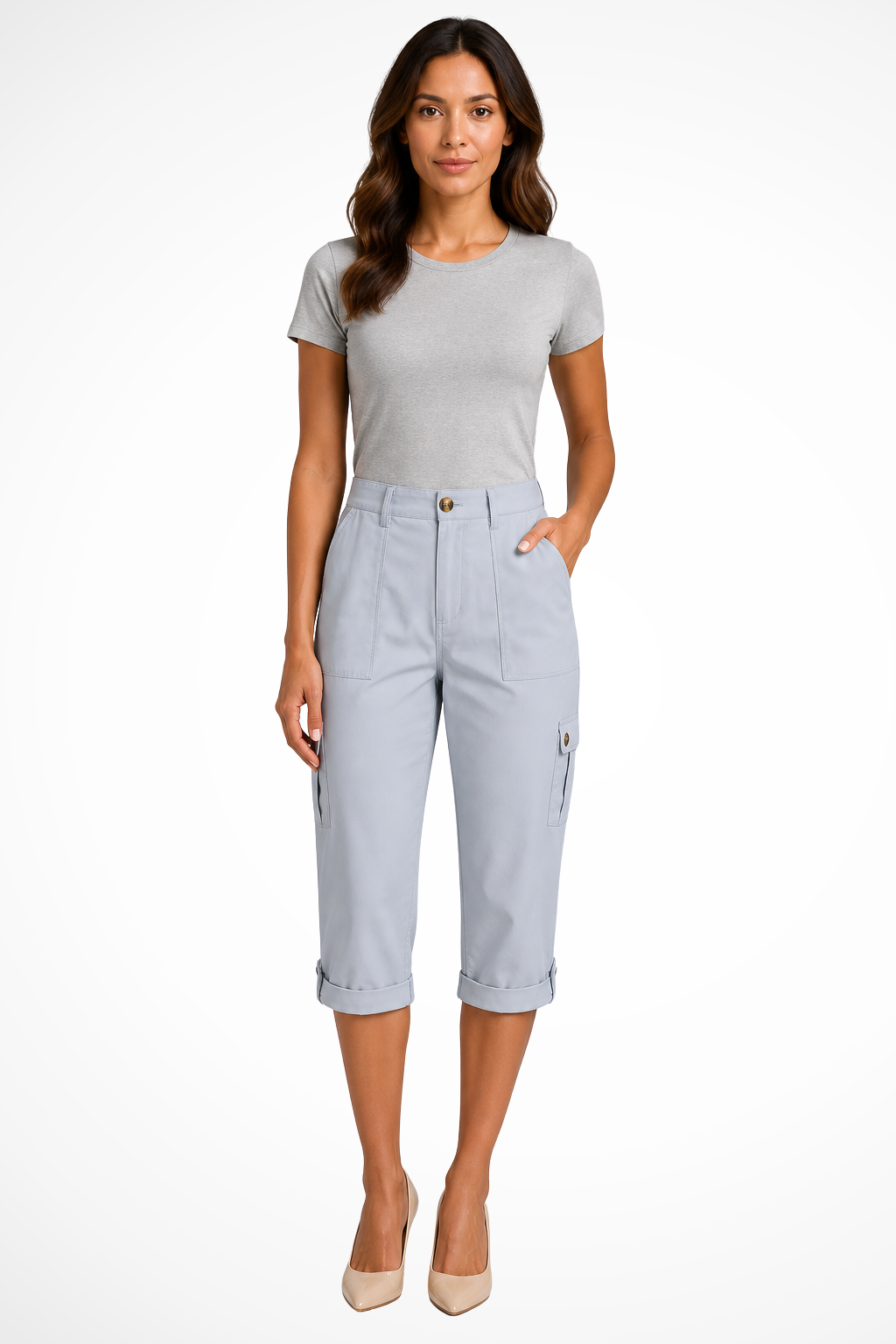 Women's Cargo Roll-Up Hem Trousers
