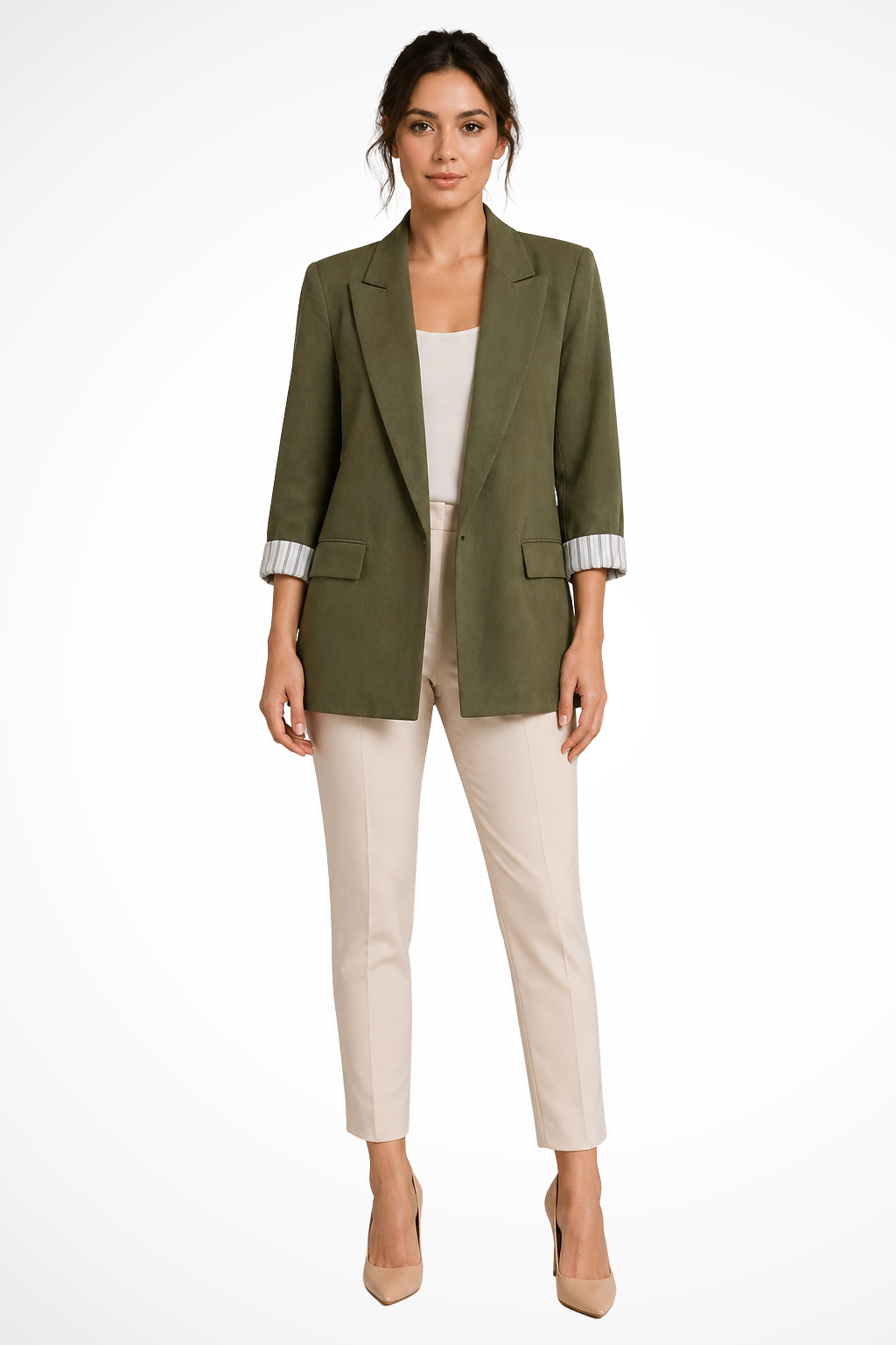 Women's Lapel Striped Cuff Blazer