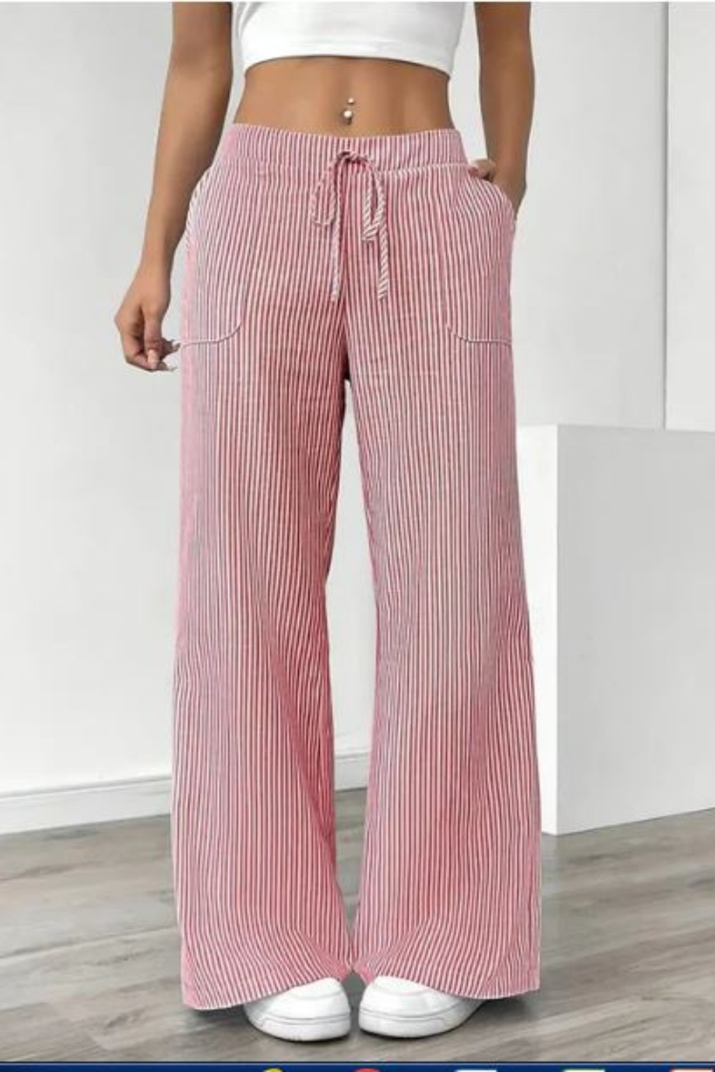 Women's Striped Drawstring Trousers