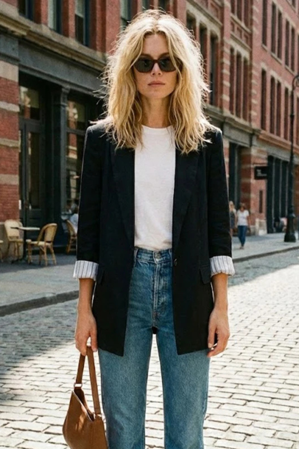 Women's Lapel Striped Cuff Blazer