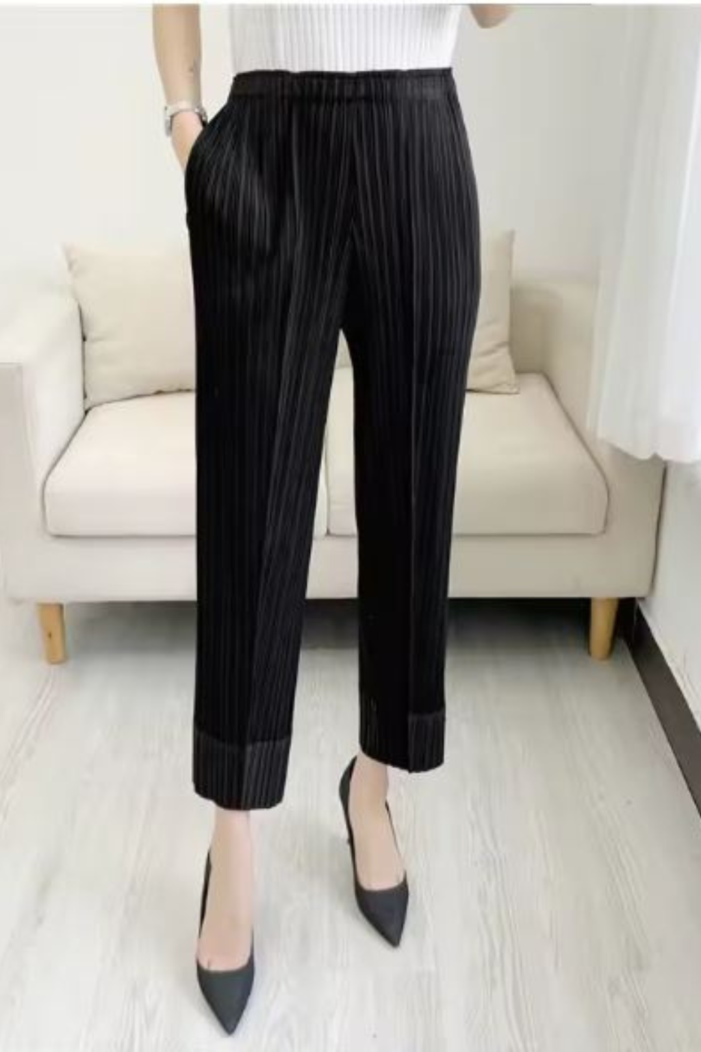 Women's Pleated Elasticated Waist Trousers