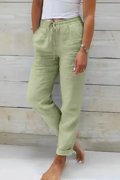 Women's Linen Straight-Leg Trousers
