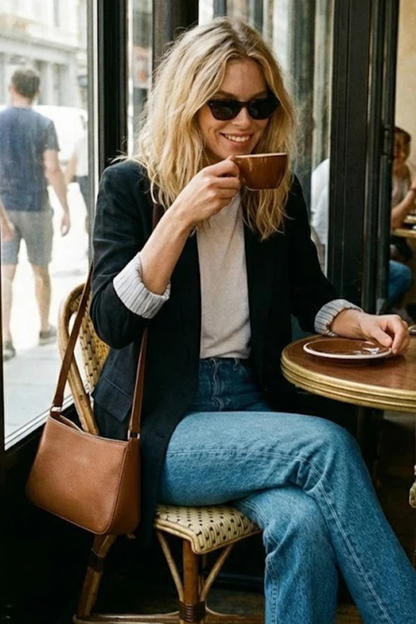 Women's Lapel Striped Cuff Blazer
