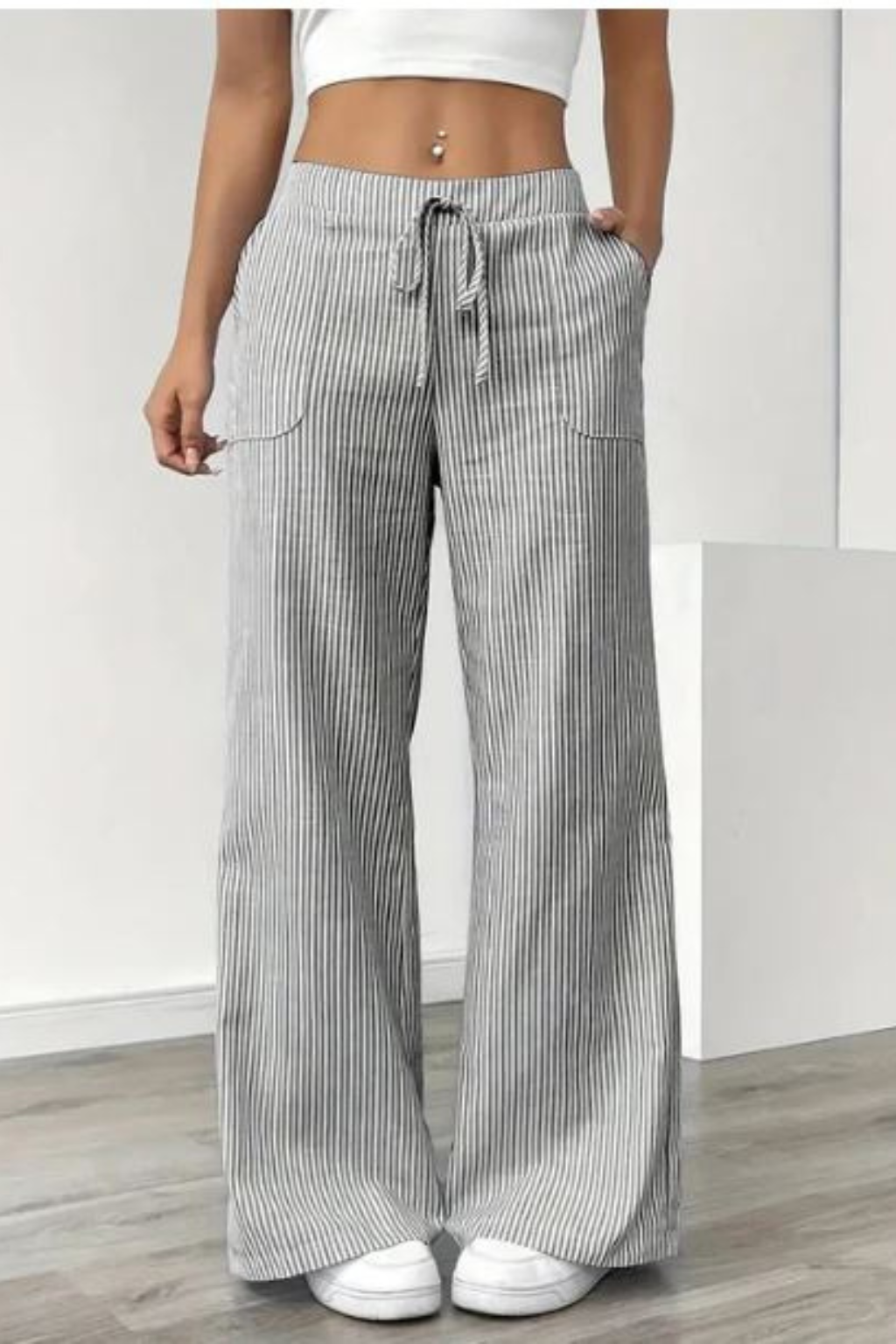 Women's Striped Drawstring Trousers
