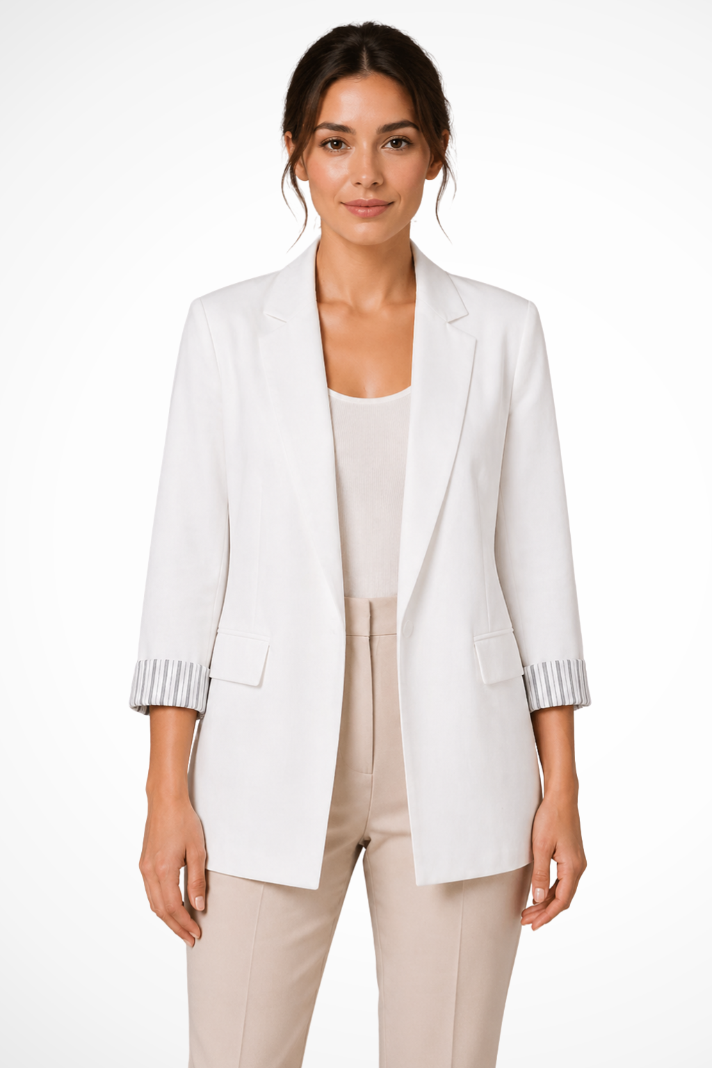 Women's Lapel Striped Cuff Blazer