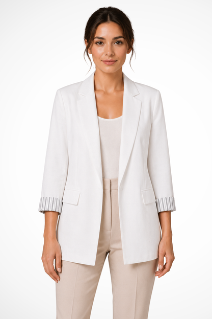 Women's Lapel Striped Cuff Blazer