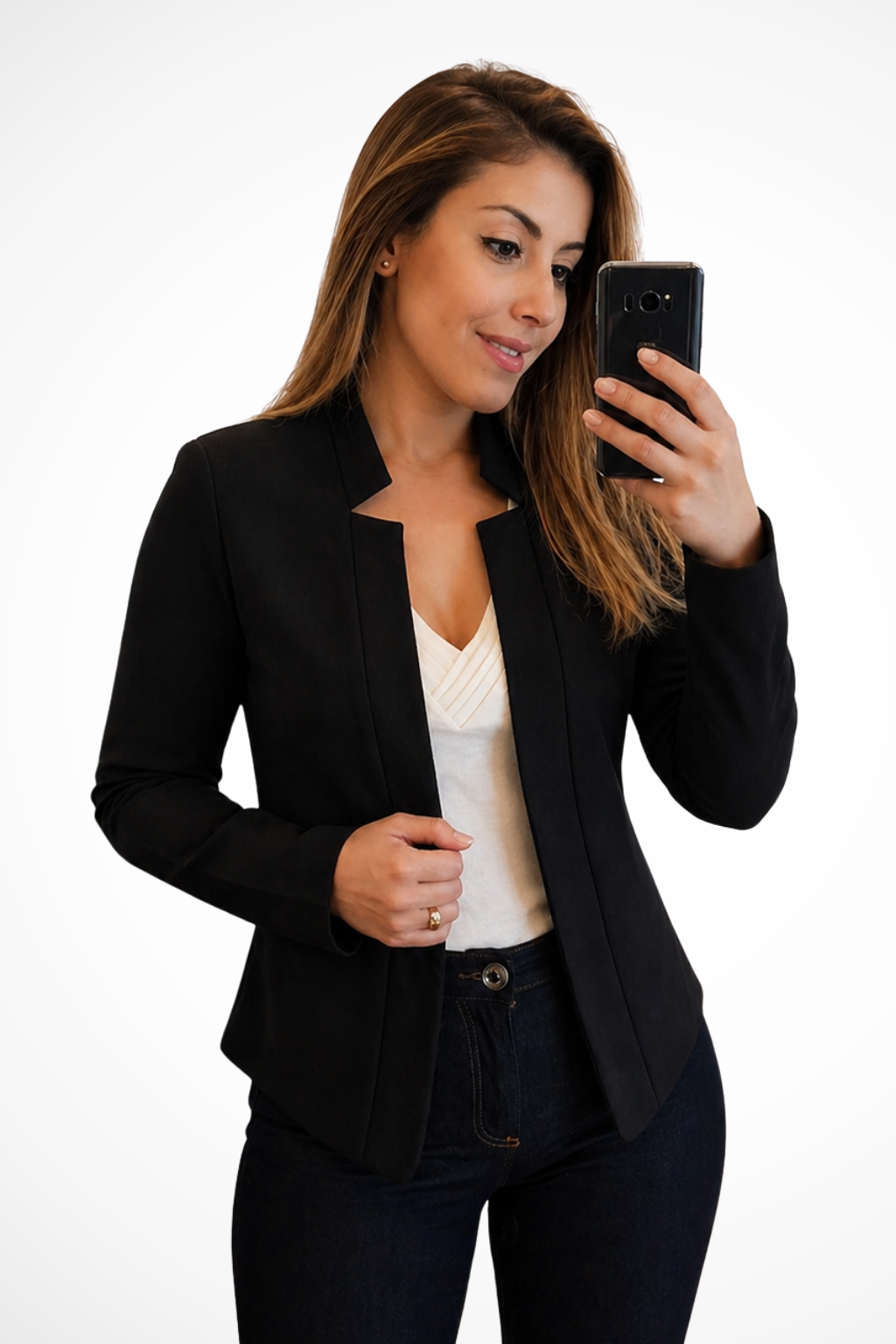 Women's Collarless Open-Front Blazer