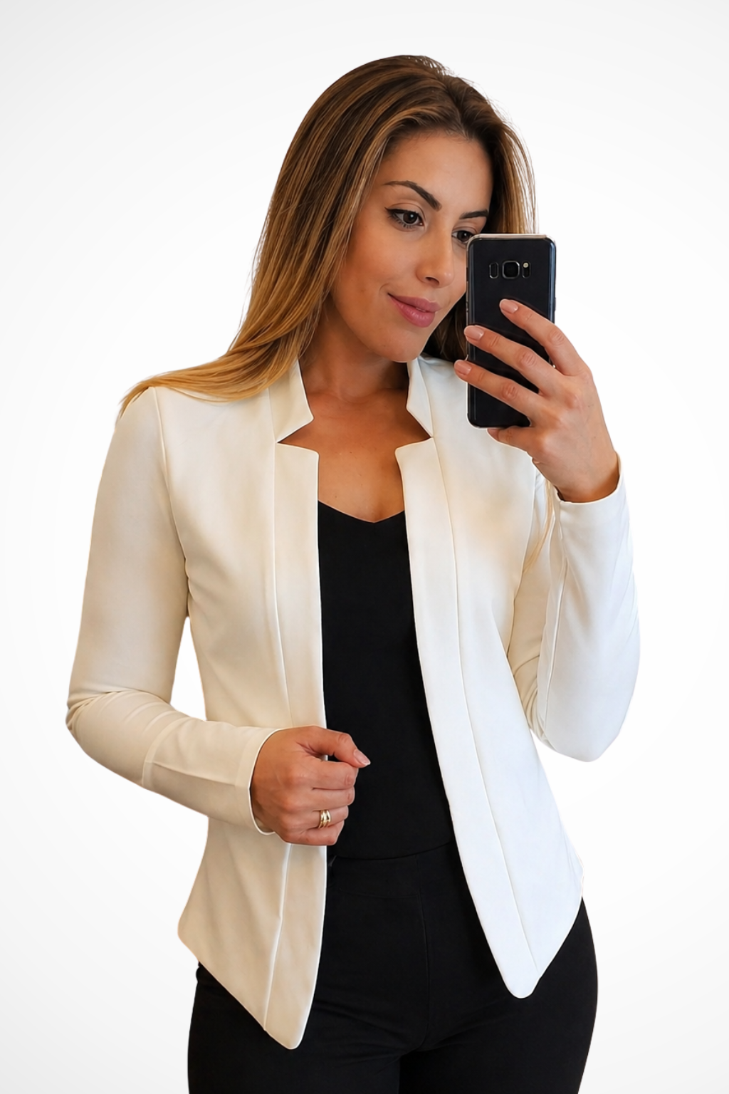 Women's Collarless Open-Front Blazer