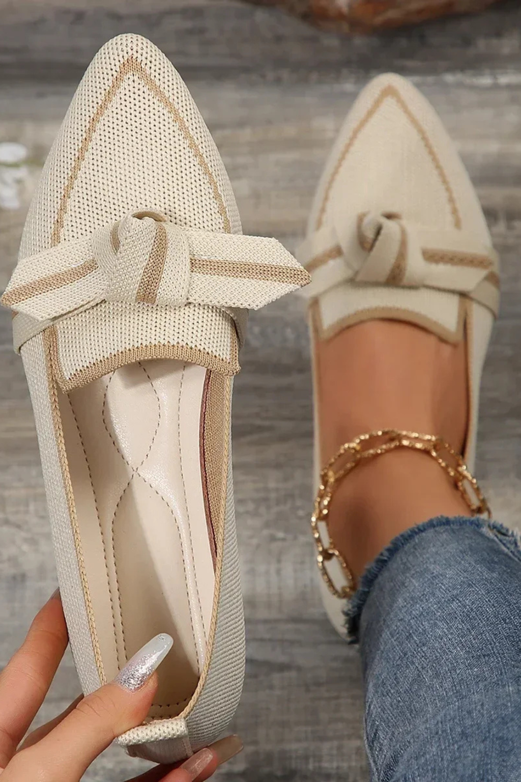 Women's Knit Bow Detail Flats