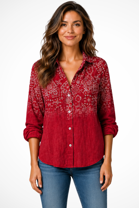 Women's Bandana Print Boho Blouse
